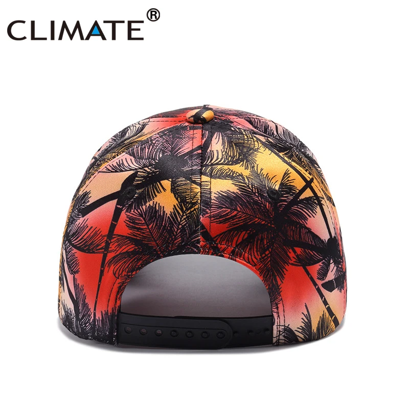 CLIMATE New Coconut Seaside Cap Beach Snapback Vacation Cap Rapper Hat 3D Printing Street Dancer Caps Hip Hop Dance Cap Hat Men