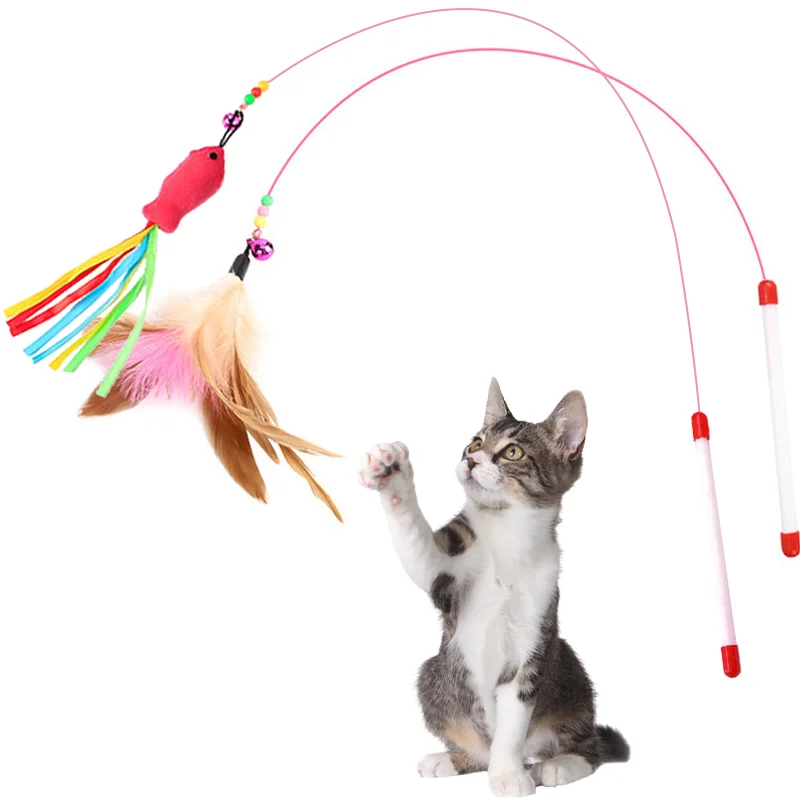 

Delicate Cat Toy Feather Funny Stick Steel Wire Feather High Quality Kitten Pet Cat Teaser Toy Interactive Artifact Cat Supplies