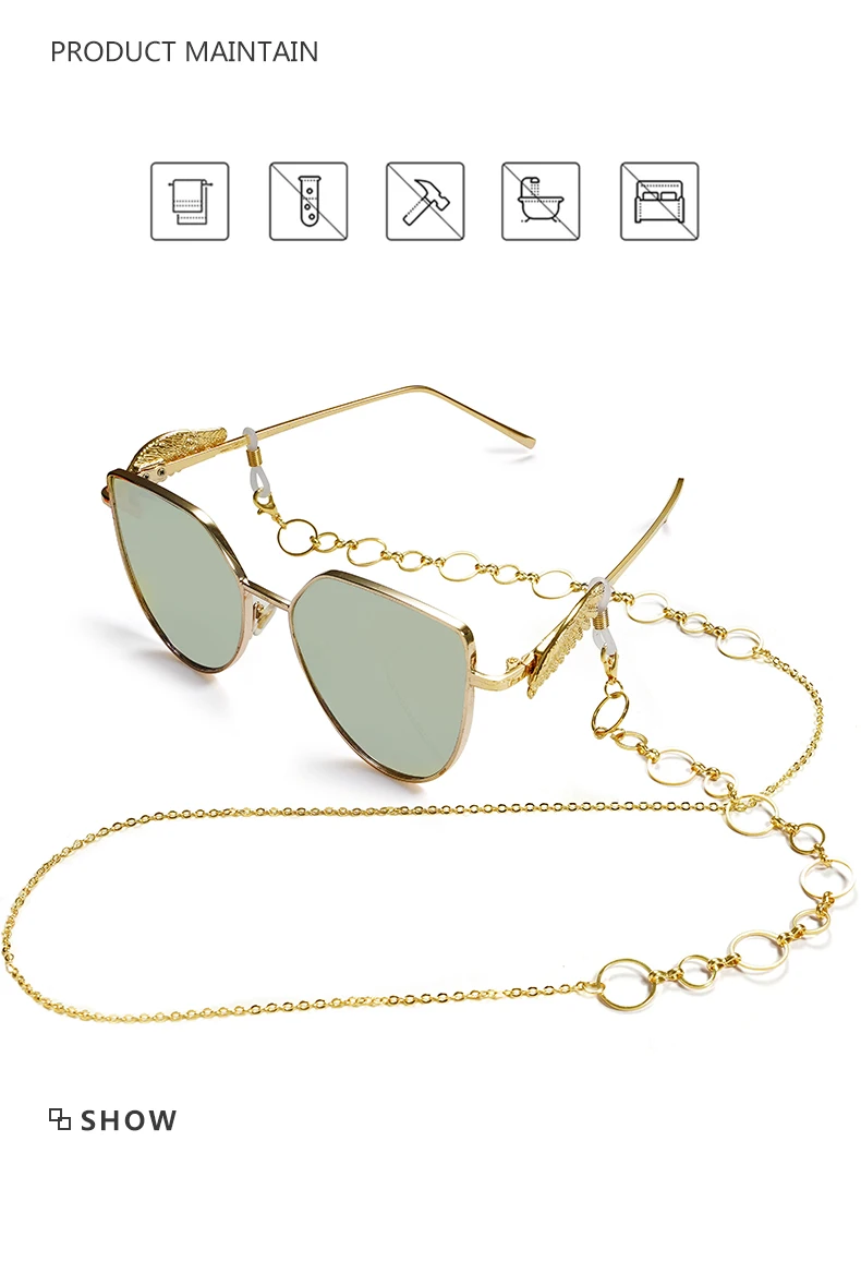 Chichain Damen-Brillenketten aus Metall, schicke Sonnenbrillen-Metallhalskette für Damen, modische Brillen-Halskette für Damen – Detail 3