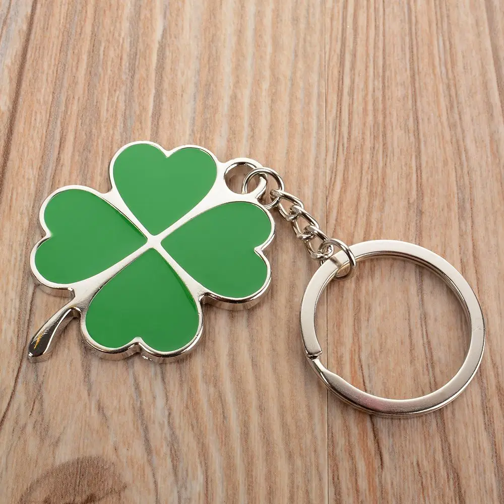 Four-leaf Clover Lucky Fortune Keychain Hot Sale Creative Green Color Key Chain Ring Pendant Bag Accessories Girls Keyring Gifts