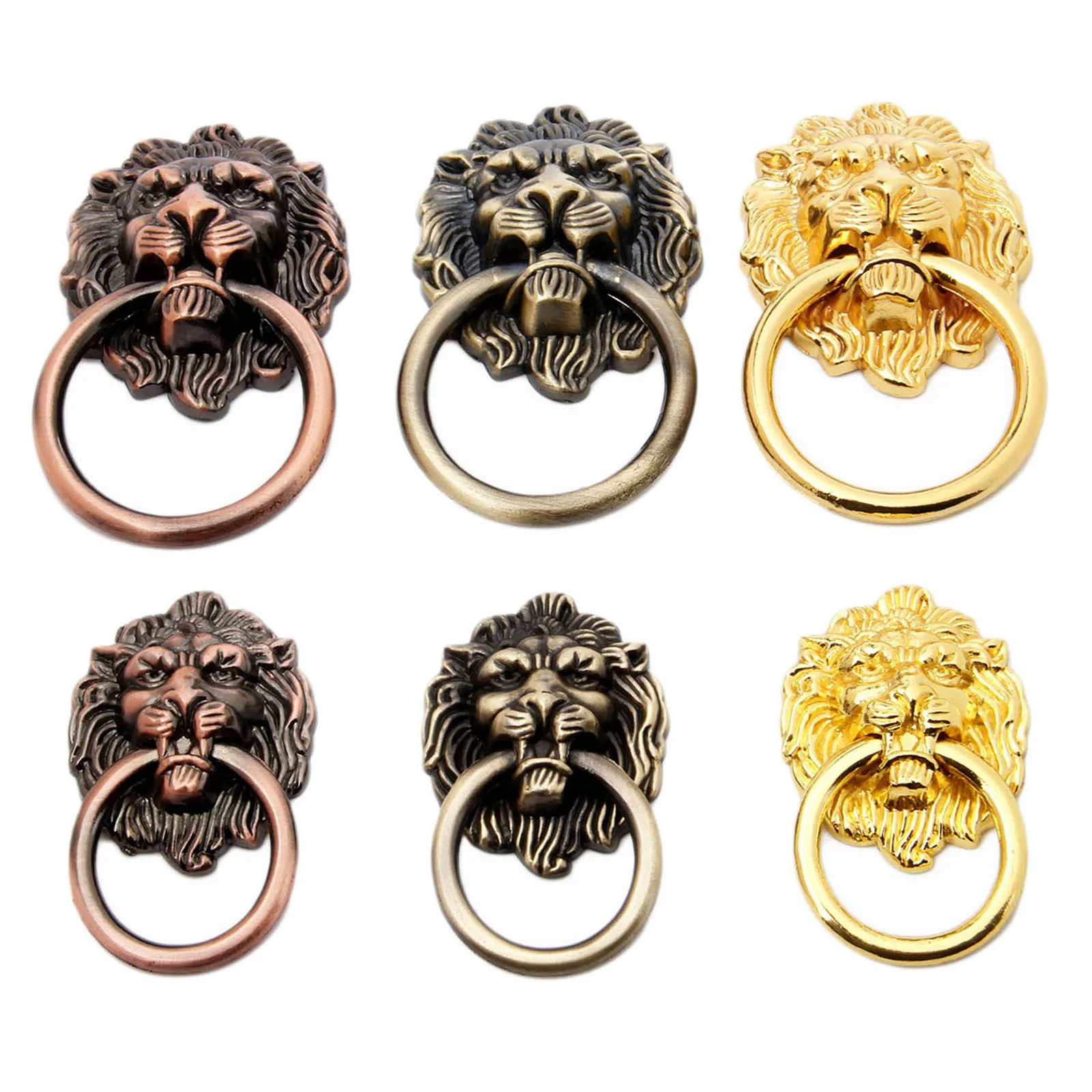 Lion Head knob Antique Handle Vintage Drawer Cabinet closet door Pull Ring knobs Bronze Brass Gold 67mm 90mm Furniture Hardware