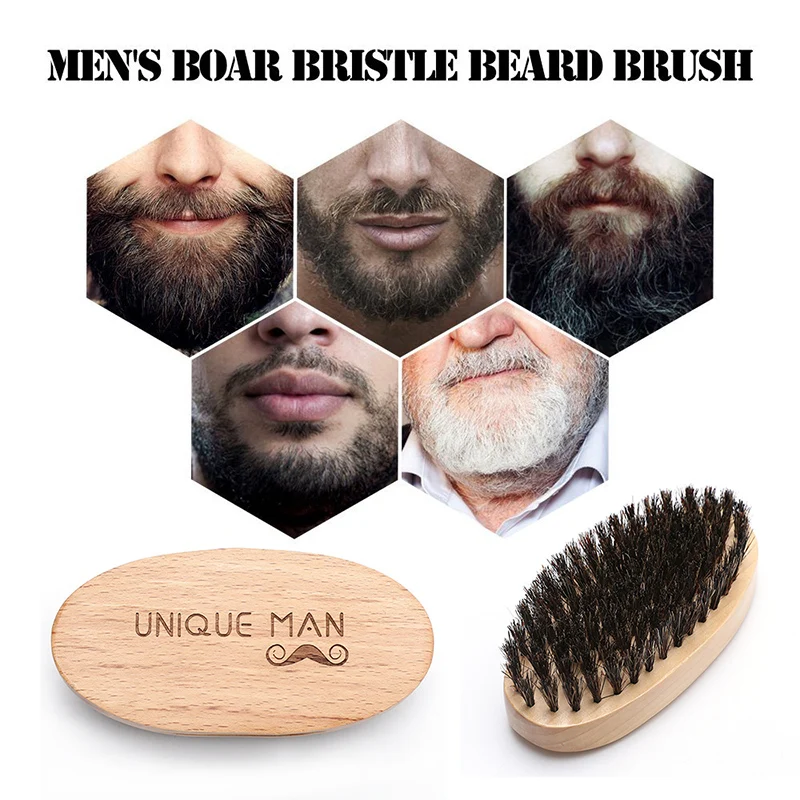 Beard Brush For Men Natural Wooden Soft Boar Bristle Brush Hairdresser Shave Brush Comb Kit Beard Home Travel Mustache Comb Sets