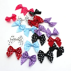 20PCS Ribbon Bows Polka Dots Printed DIY Accessories 45MM Shaped Hand Craft Ribbon Bows Crafts For Holiday Party Decoration 5/8