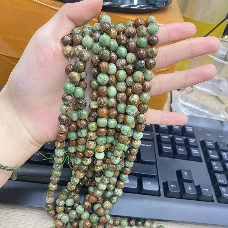 High Quality 8mm 12mm Natural  Green African Opal Round Loose Beads for Jewerly Making 5 Strand Per Lot