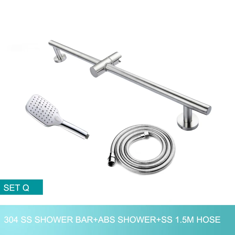 Bathroom Shower Bar Column Sliding Set Movable Adjustable Wall Mounted with Bracket Holder Hand Shower Set