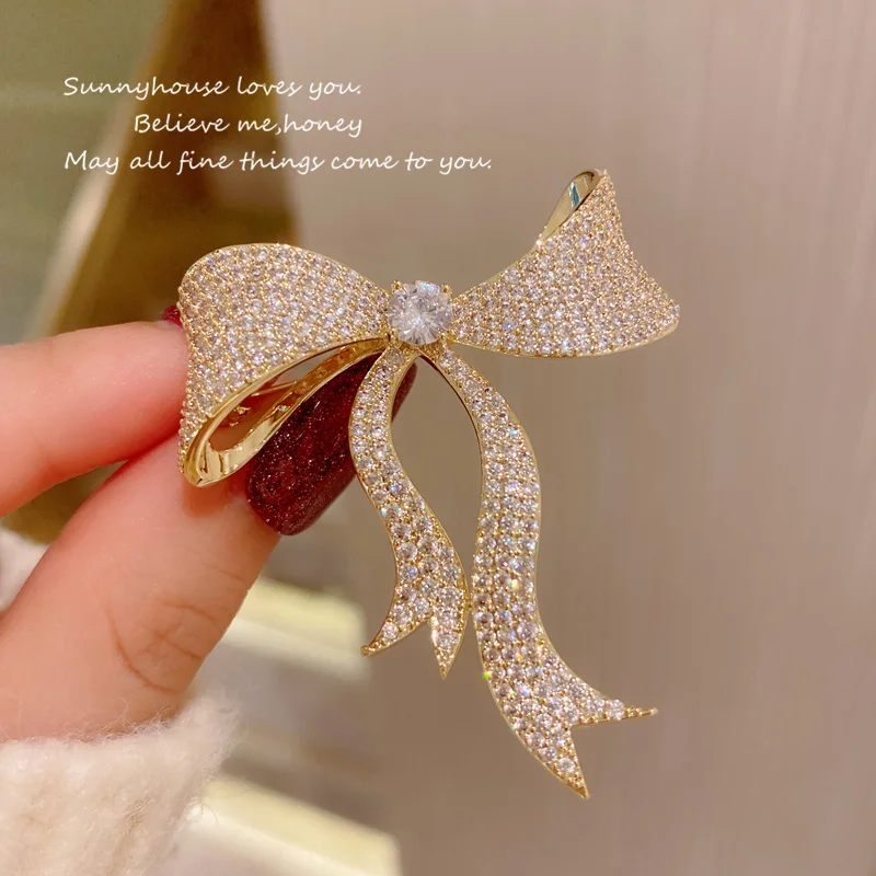 Brooches For Women Luxury Cubic Zirconia Bowknot Corsage Sweater Suit Pin Accessories Fine Jewelry Brooch Valentine\'s Day Gift