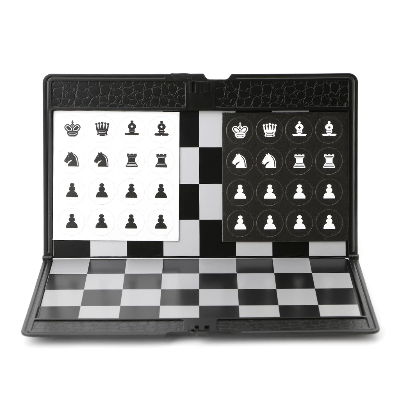 Flow New  Pocket Folding Magnetic International Chess Set Board Checkers Traveler Plane