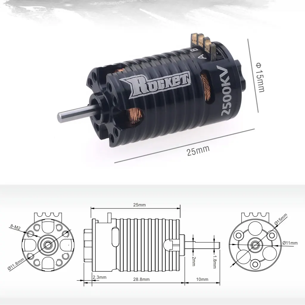 ROCKET-RC MINI 1410 Brushless Motor 2500KV 3500KV 5500KV 7500KV 18A ESC for Kyosho Mr03 Pro Atomic DRZ 1/24 1/28 1/32 RC Cars