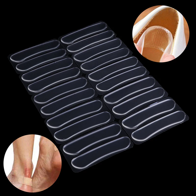 10Pair Silicone Heel Stick Gel Pads Women Strip Massage Pedicure Foot Care Insoles Inserts For Shoes Liner For Feet Protector