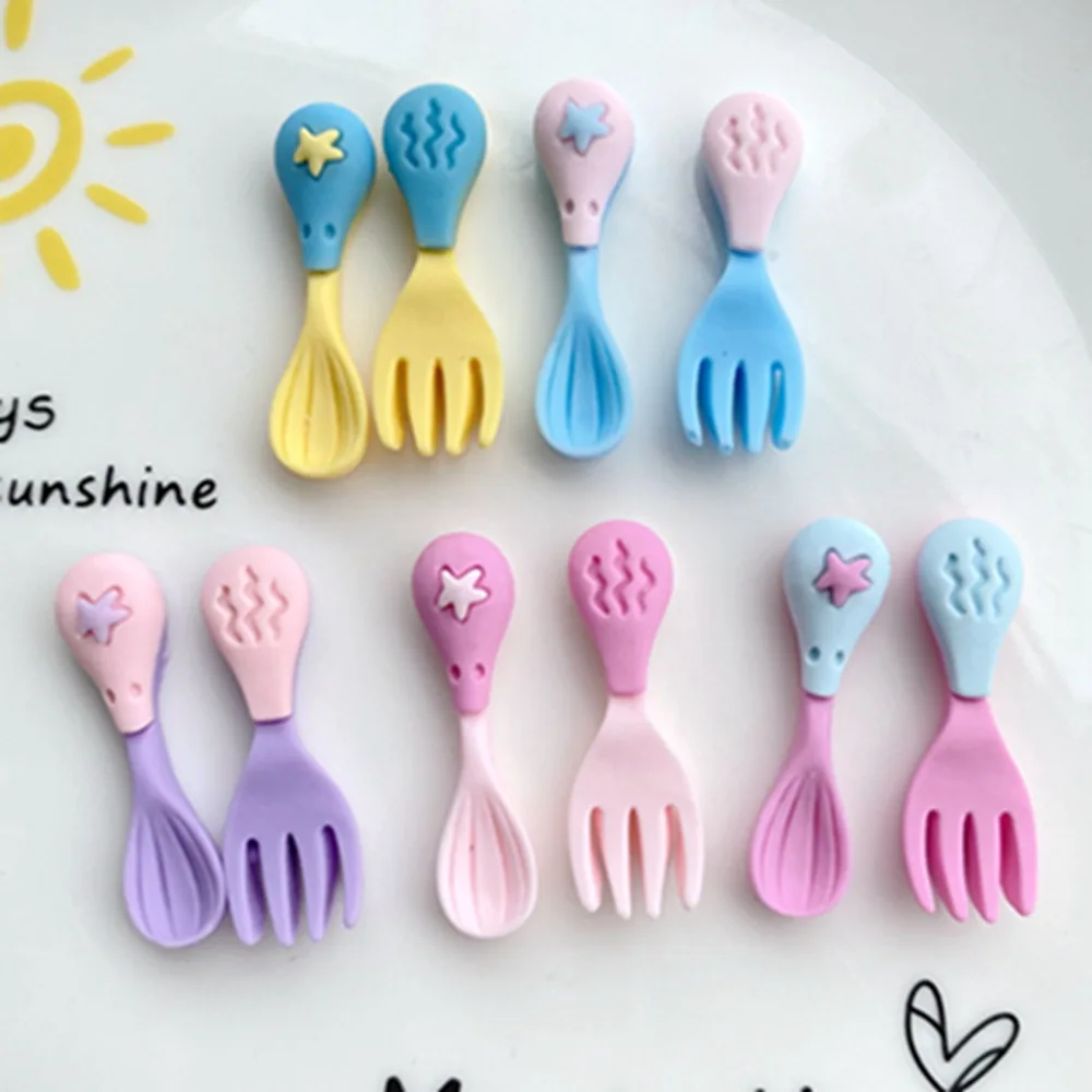 20Pcs Cute Spoon Fork Flatback Resin Cabochon Kawaii Accessories Simulation Tableware Phone Decoration DIY Scrapbooking Craft