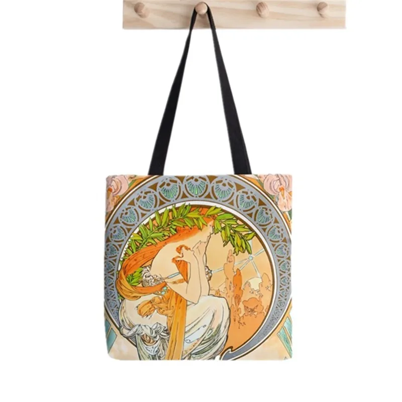 2021 Shopper Alphonse Mucha stampato Tote Bag donna Harajuku shopper divertente borsa ragazza spalla shopping Lady Canvas Bag