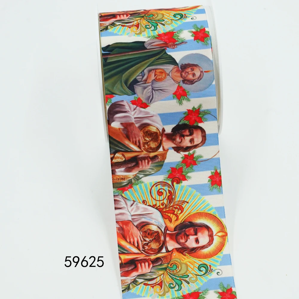 DIY Cartoon Jesus Printed Grosgrain Ribbon For Craft Supplies Sewing Accessories 5 Yards, Planar Resins 10 Pieces. 59585