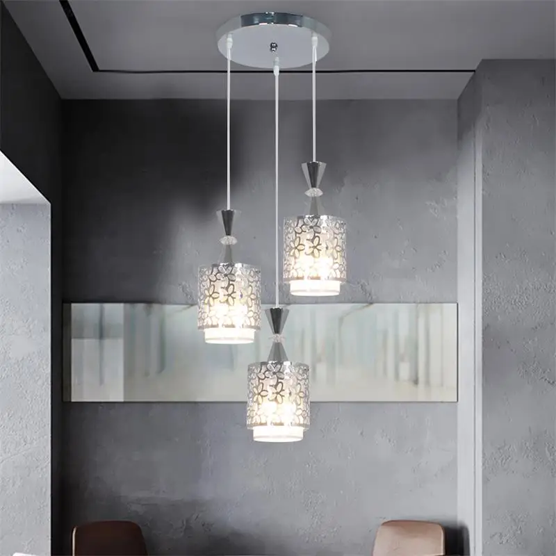 Modern Simple Three Head Dining Room Chandelier Retro Restaurant Ceiling Light Creative Personality Crystal Pendant Lamp