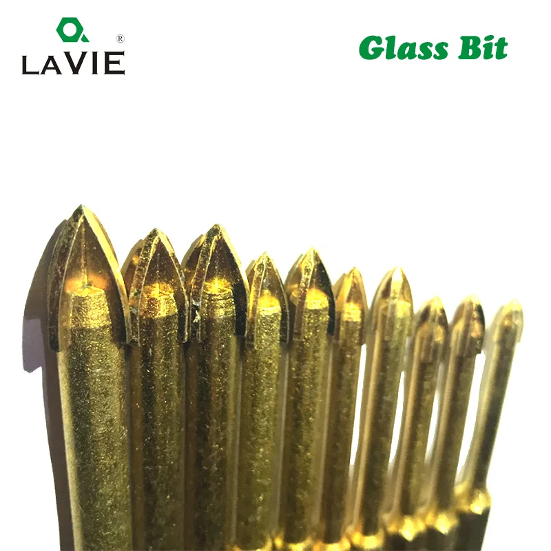 LAVIE 6 buah Set bor kaca dilapisi Titanium, batang Hex 1/4 inci 4 5 6 8 10mm ubin marmer Gergaji lubang ujung silang DB02003