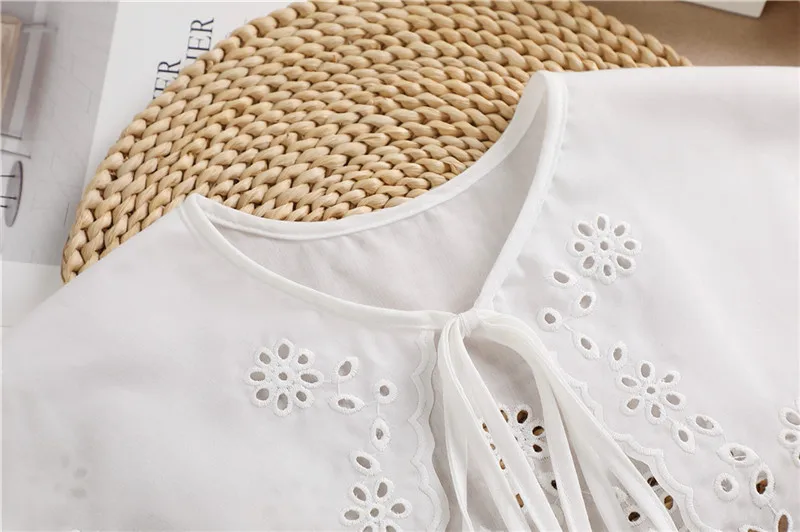 Multifunctional Sunscreen Detachable Doll Fake Collar Shawl Lapel Mesh Embroidery Floral Lace False Collar Clothes Accessory