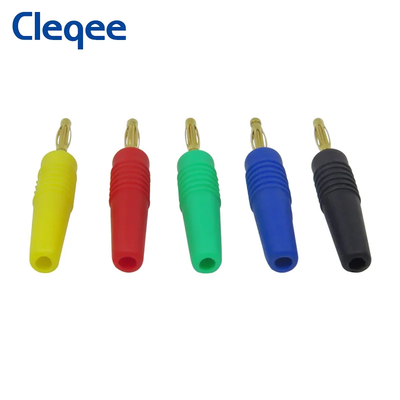 Cleqee-conector de enchufe Banana P3011, 10 piezas, 2mm, adaptador chapado en oro, tipo de soldadura para cables de prueba electrónicos
