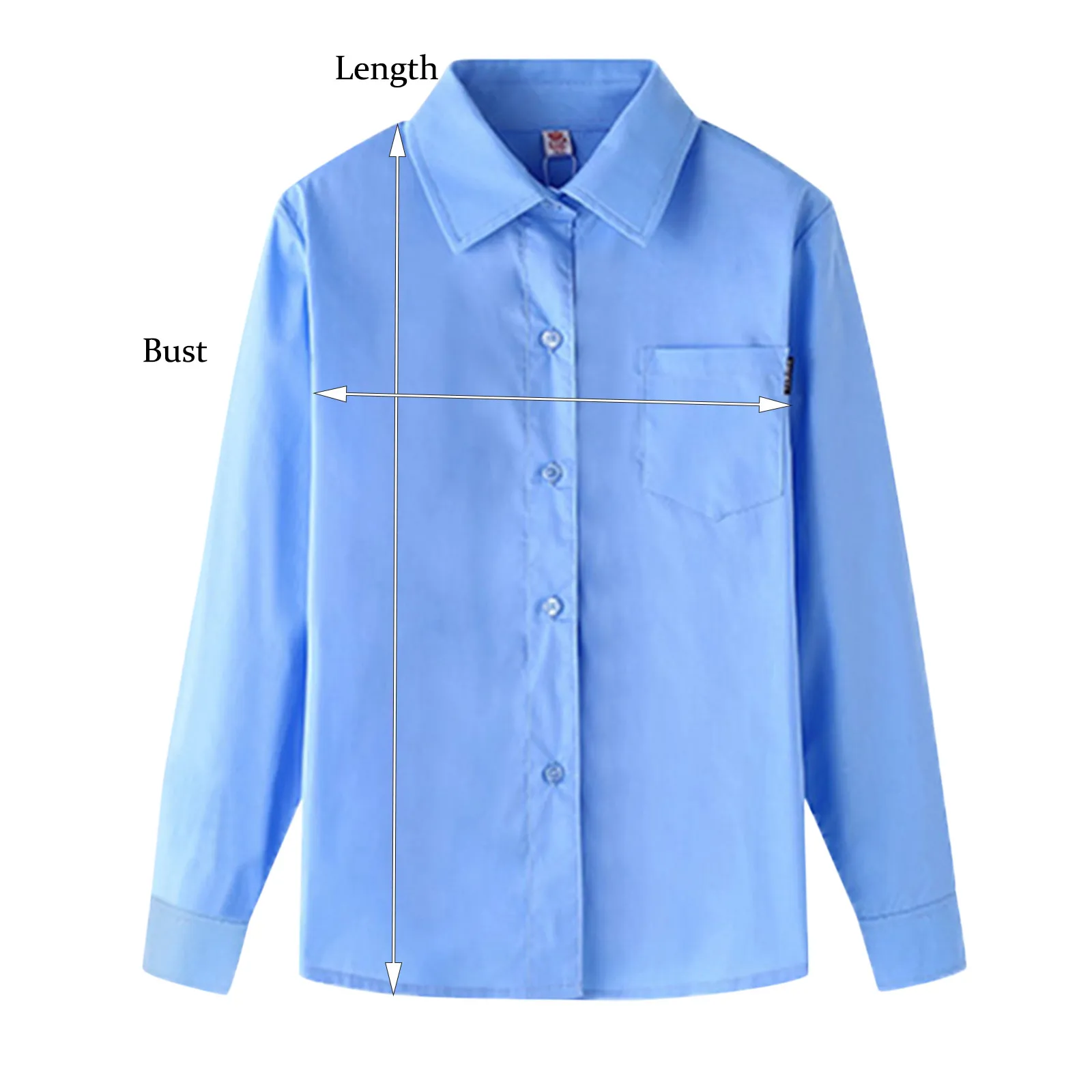 Boys School Blouse Shirt Long Sleeve White Shirt Sky Blue Formal Blouse Top For Student Ages 4-15 Years Tops Children Clothes