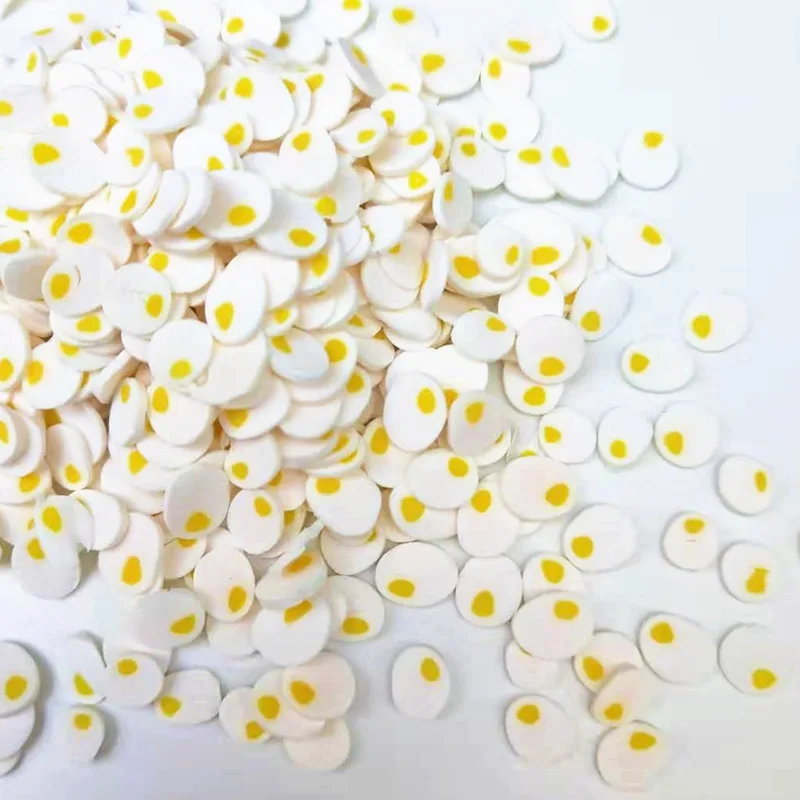 20g/lot 5mm Fried Eggs Poached Egg Polymer Clay Slices Plastic Klei Mud Particles For Card Making Tiny Cute DIY Crafts