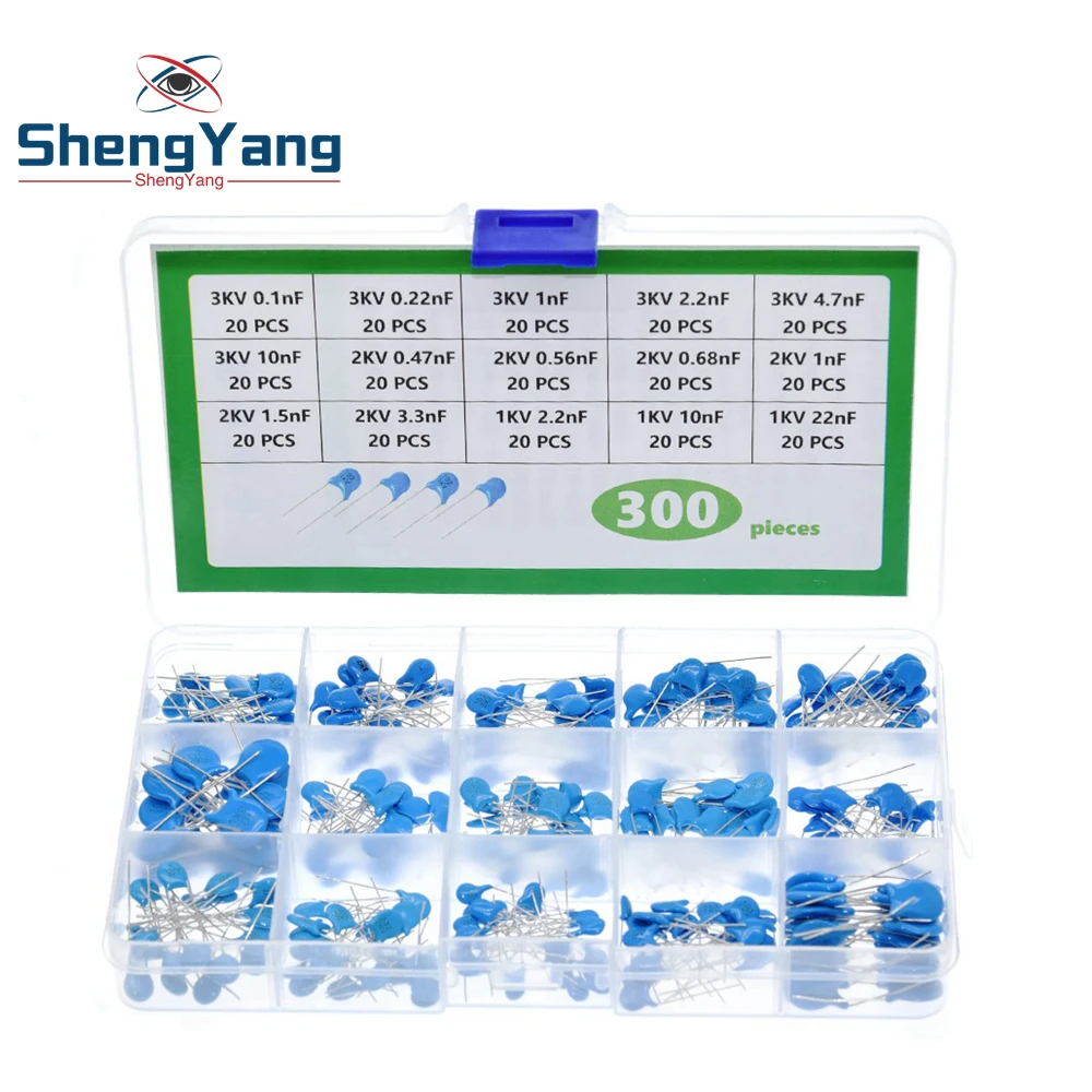 

15Values*20Pcs Capacitor Set High Voltage Ceramic Capacitors Assortment Assorted Kit Box 1nF 2.2nF 10nF 22nF 0.47nF 0.56nF-10nF