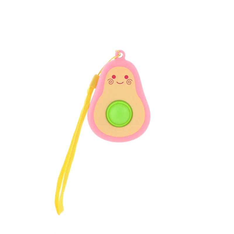 Cute Avocado Silicone Keychain Toy Simple Dimple Sensory Push Pop Portable Cartoon Decoration Pressure Relief Decompression Toys