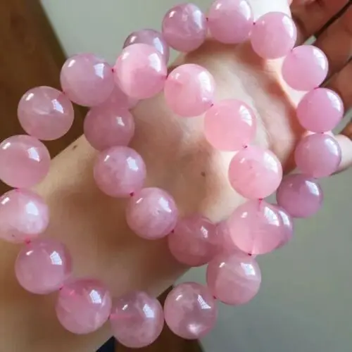 Natural Pink Rose Quartz Women Bracelet Madagascar Rose Quartz Stretch 11mm 12mm 13mm 14mm Round Beads Bracelet Jewelry AAAAA