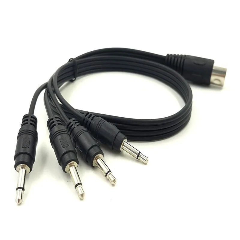 Cabo din para 3.5mm 50cm 5 pinos din plug macho para 4x3.5mm fêmea smartphone aux fone de ouvido mono jack adaptador cabo de entrada 0.5m