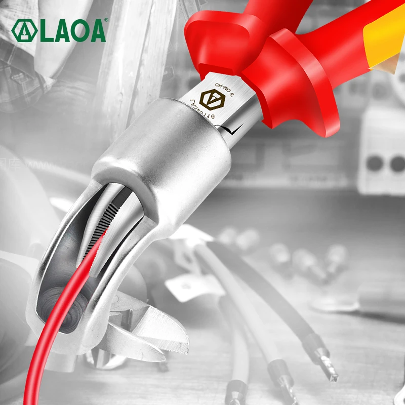 LAOA VDE 1000V Insulated Bent Nose Pliers and Long Nose Pliers Electrician Wire Cutters German Certification Made in Taiwan