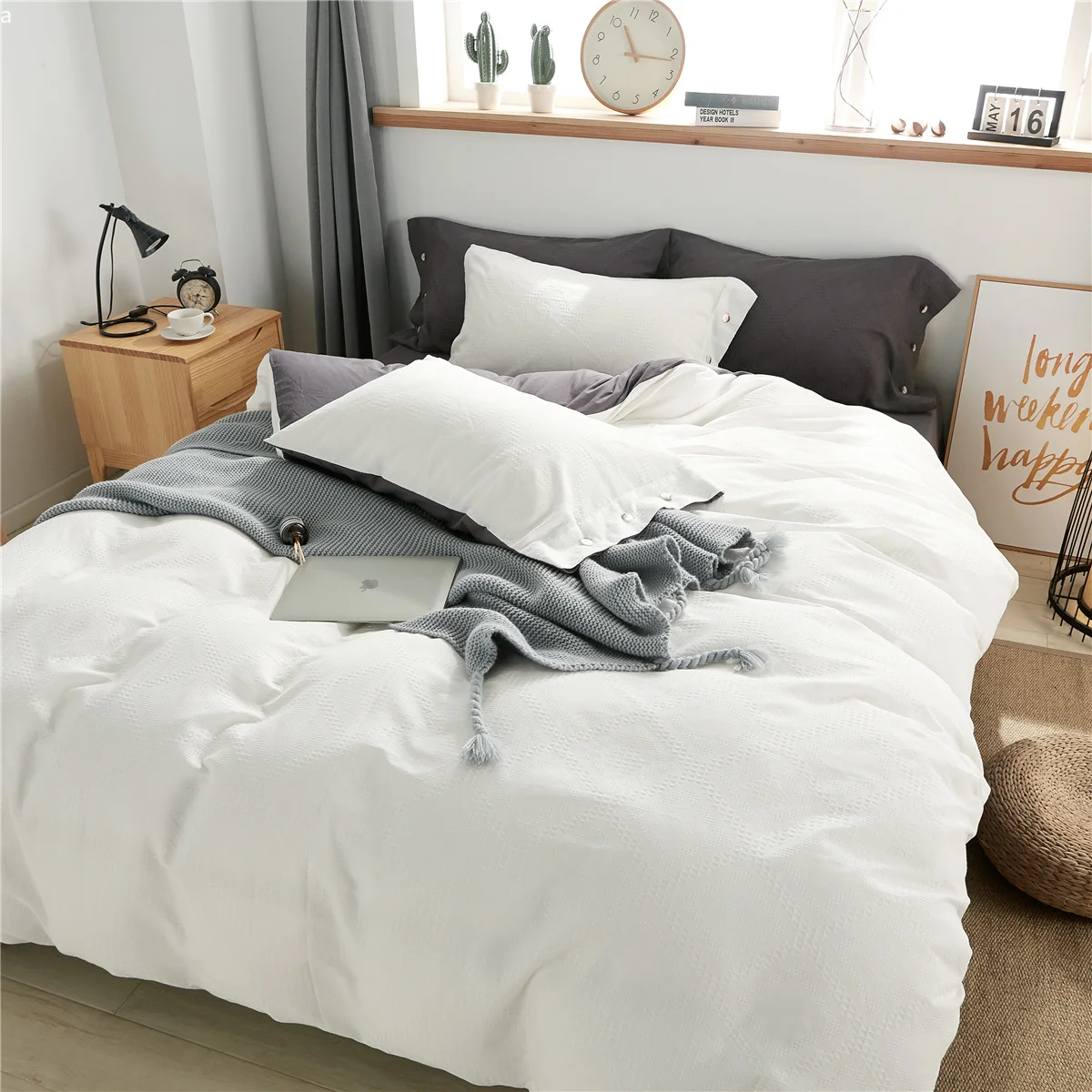 

Euro Pure Cotton Duvet Cover Chic Luxury Simple Solid Color Bedding Set Ultra Soft Premium Bed Linen Large Size Queen King Size