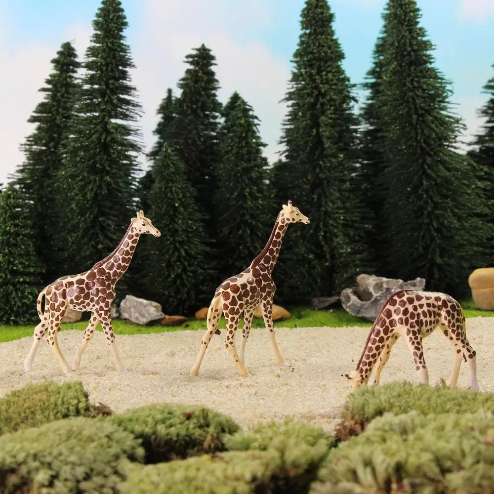 24pcs Model Railway HO Scale 1:87 Painted Wild Animal PVC Elephant Camel Giraffe Tiger Lion Panda Bear Deer Hippo Rhino