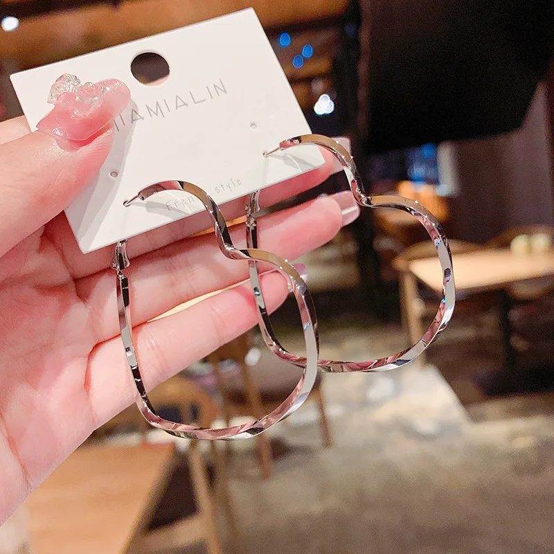 BLIJERY New Punk Gold Silver Color Heart Hoop Earrings for Women Jewelry Gift Female Hip hop Big Metal Earring