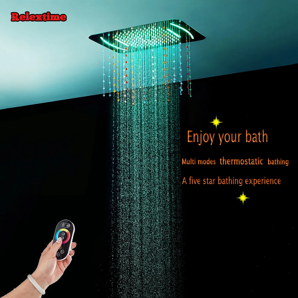 

New Style Crystal Quartz Series SPA Nozzle Light LED Ceiling Shower Head Embedded Mounted Rainfall Waterfall Spray Misty