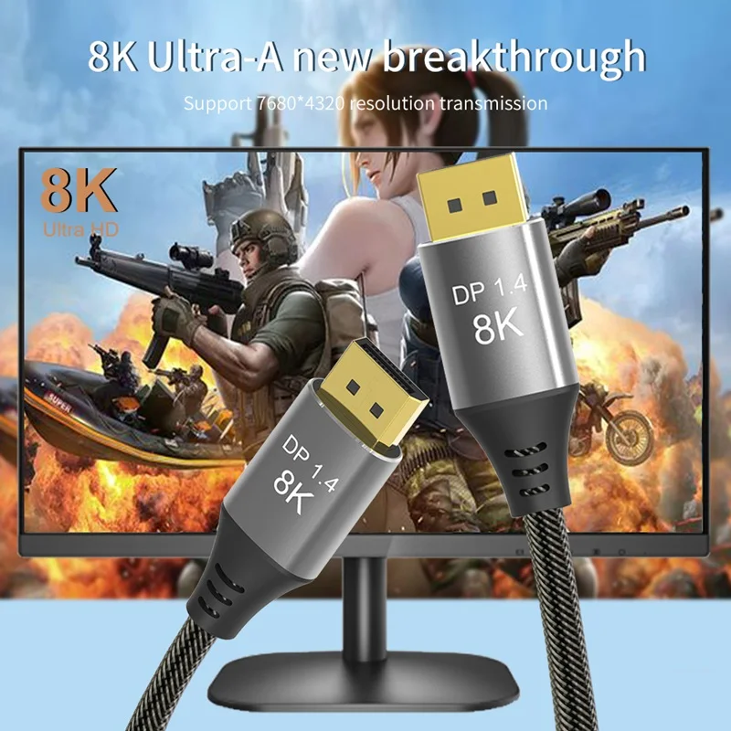 8k displayport1.4 cabo real 8k @ 60hz 4k @ 144hz displayport conversor 0.5m-10 metro