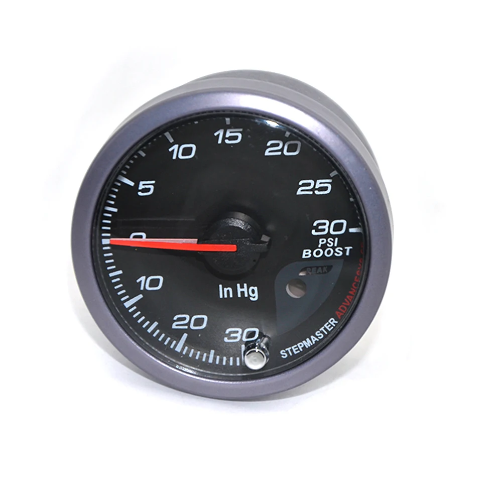 DepoTuning 60MM 2.0 BAR/3.0 BAR/-30-30 PSI Boost Turbo Gauge Black Color White&Orange Dual Led Color Display with Gauge Holder