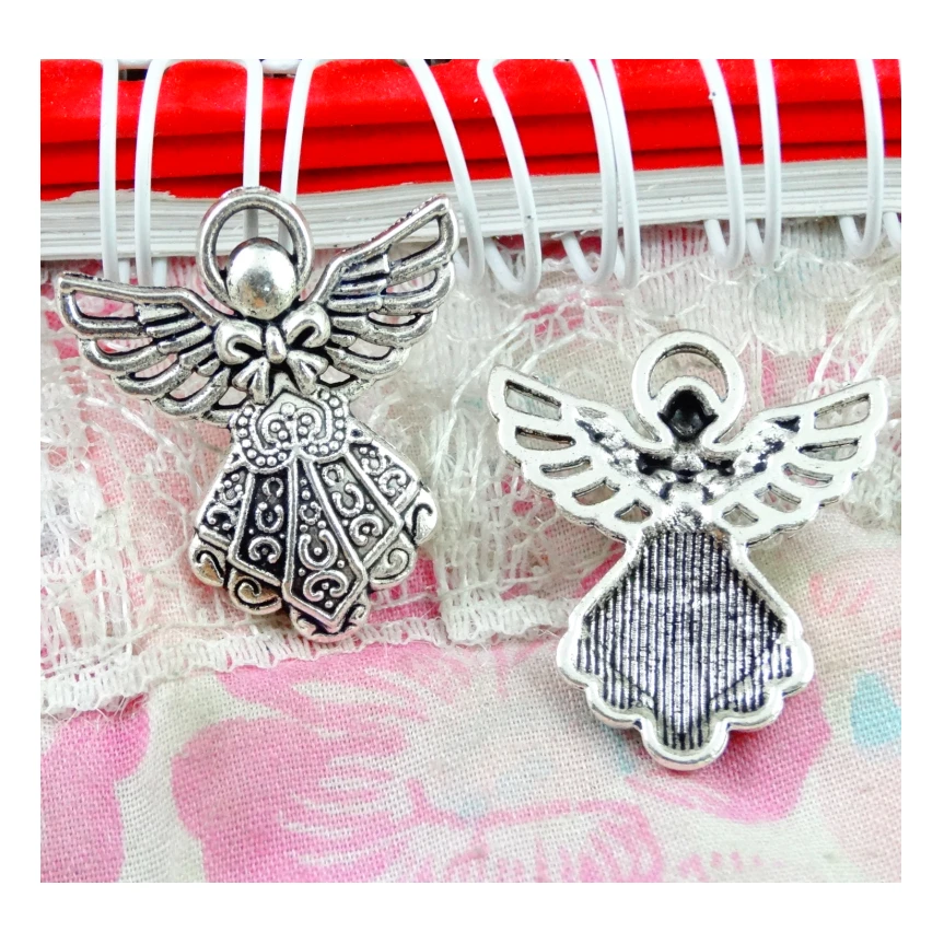 50Pcs Angel Charms 23.3*26MM Antique Silver Plated Bronze Color Pendant DIY Jewelry Accessories