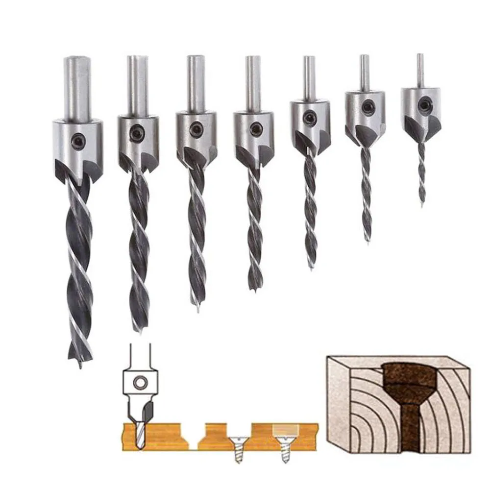 

3/4/5/6/7/8/10 мм флейта зенкер сверла с потайной головкой набор сверл с 3 наконечниками деревообрабатывающее Сверло HSS сверла