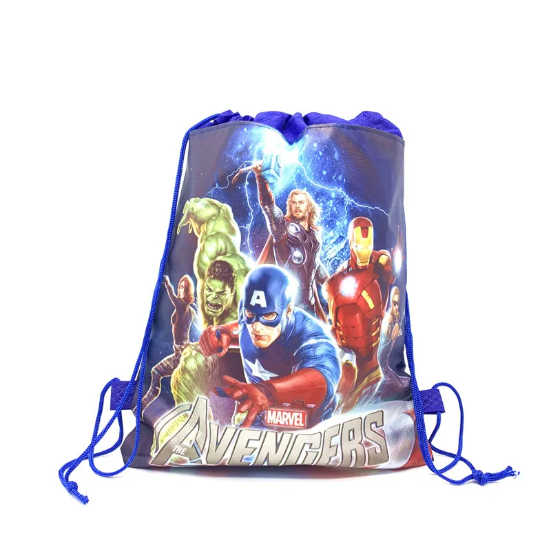 5/10/20/30PCS Happy Birthday Kids Disney Iron Hero Avenger Drawstring Gifts Bag Non-woven Fabric Party Decoration Backpack Bag