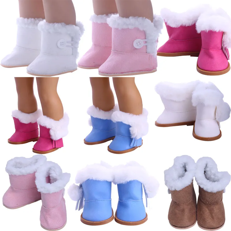 Doll Shoes Plush Winter Snow Boots For 18 Inch American &43 Cm Baby Doll Accessories Our Generation Girl`s Toy Christmas