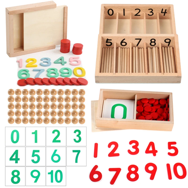 Caja para contar matemáticas Montessori, juguetes para niños, contador de números de madera, juguete de aprendizaje, juguete educativo para preescolar, material didáctico para niños