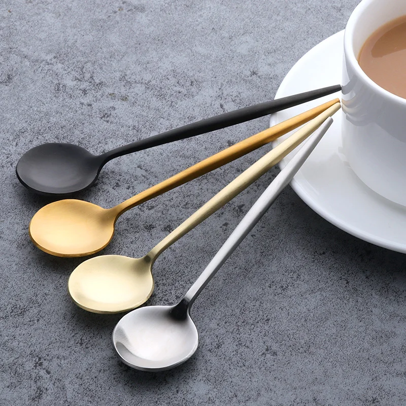 Small Coffee Spoon Stainless Steel Gold Milk Coffee Stirring Spoon For Coffee Bar Household Flavored Spoon Drinking Flatware