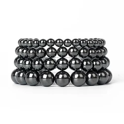 Fashion Energy Stone Hematite Beads Bracelet Men Nature 4-20mm Reiki Healing Magnetic Bracelets for Women Protect Health Jewelry