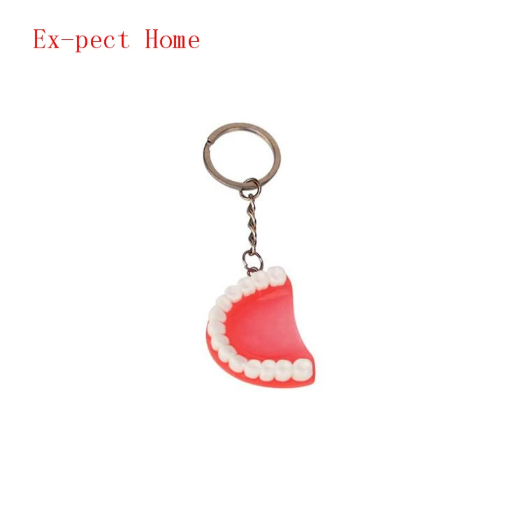 100pcs Maxillary Teeth Keychain Dentist Decoration Key Chains Plastic Tooth Model Shape Dental Clinic Gift