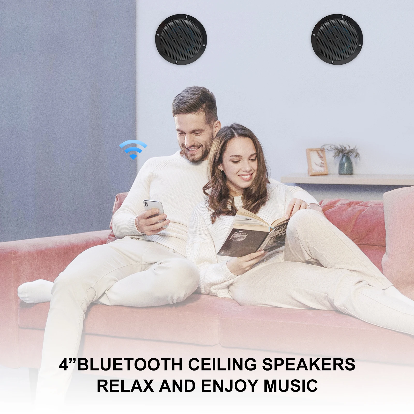 Herdio 4-Zoll-Bluetooth-Deckenlautsprecher, wasserabweisend, 160 W, Marine-Lautsprecher für Badezimmer, Küche, Zuhause, Outdoor, Wohnmobil, 2 Stück – Detail 19