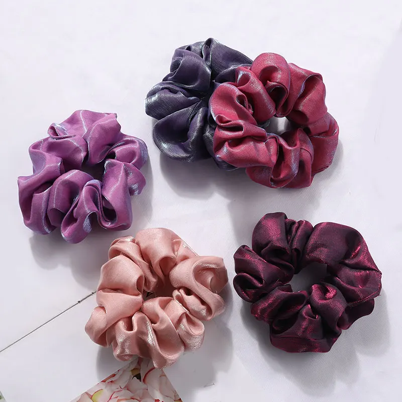 20 Colors Silky Satin Hair Scrunchie Hair Ties For Women Girls Strtchy Hair Band Bright Color Ponytail Holder Hair Accessories