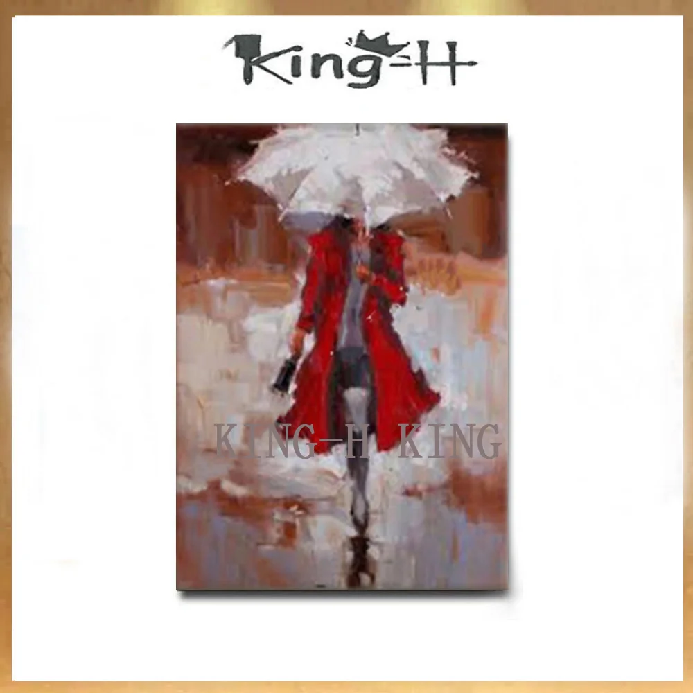 

Hand-painted oil painting take the umbrella girl dress sexy dancers oil painting on the canvas of the sitting room decorate the