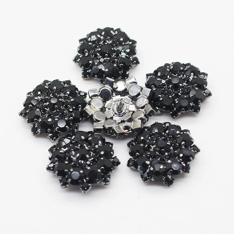 Czarny kryształ przycisk do odzieży 22MM 10 sztuk/partia Diy szycia Handwork dekoracji przyciski akcesoria