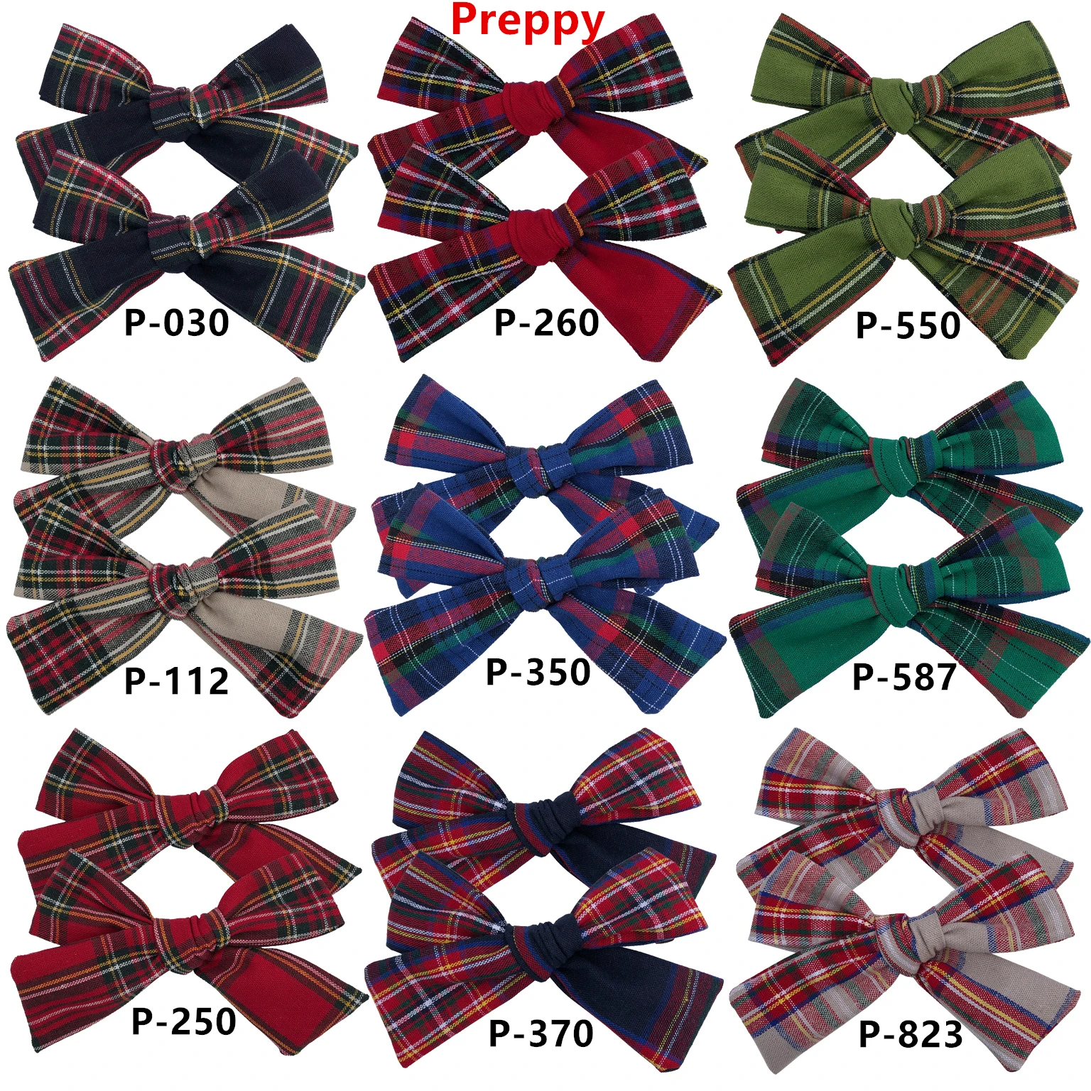 Vintage 2 PCS Plaid 4 inch Cotton Fabric Hair Bow Clips Barrettes Kids Baby Girls Hair Bows Accessories Hairgrips Headwear