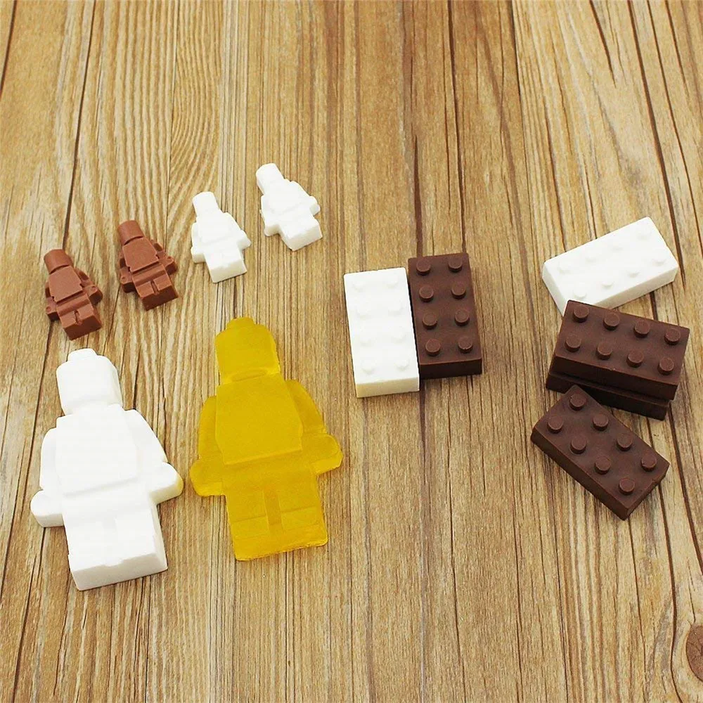 1PC Silicone Cake Mold 3d Robot Molds Building Brick Chocolate Mold Candy Bar Moulds Baking Dishes Pastries Cake Decoration Tool