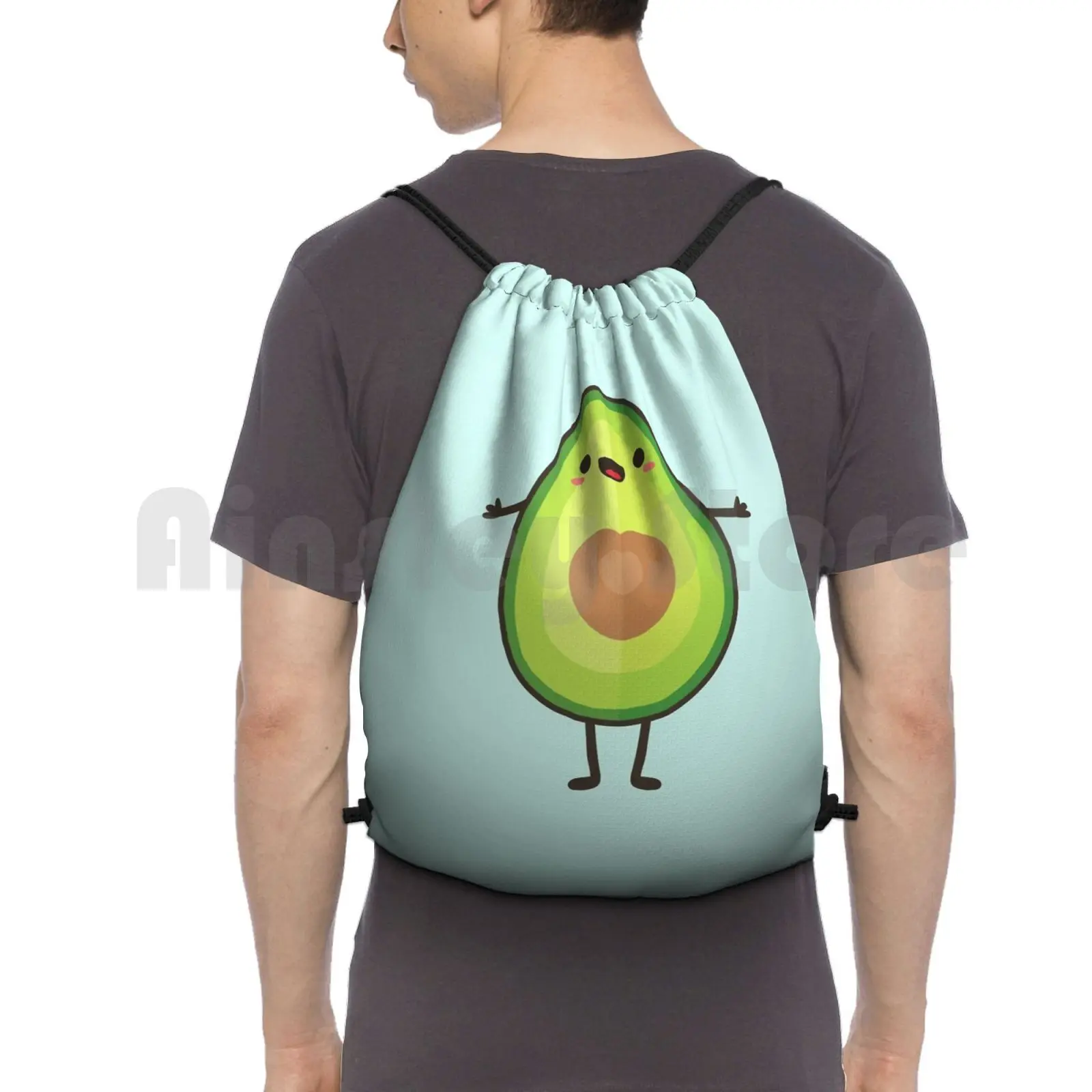 Avo-Cuddle ? Backpack Drawstring Bags Gym Bag Waterproof Digistickie Daisy Beatrice Avocado Avo Green Heart Love Cuddle