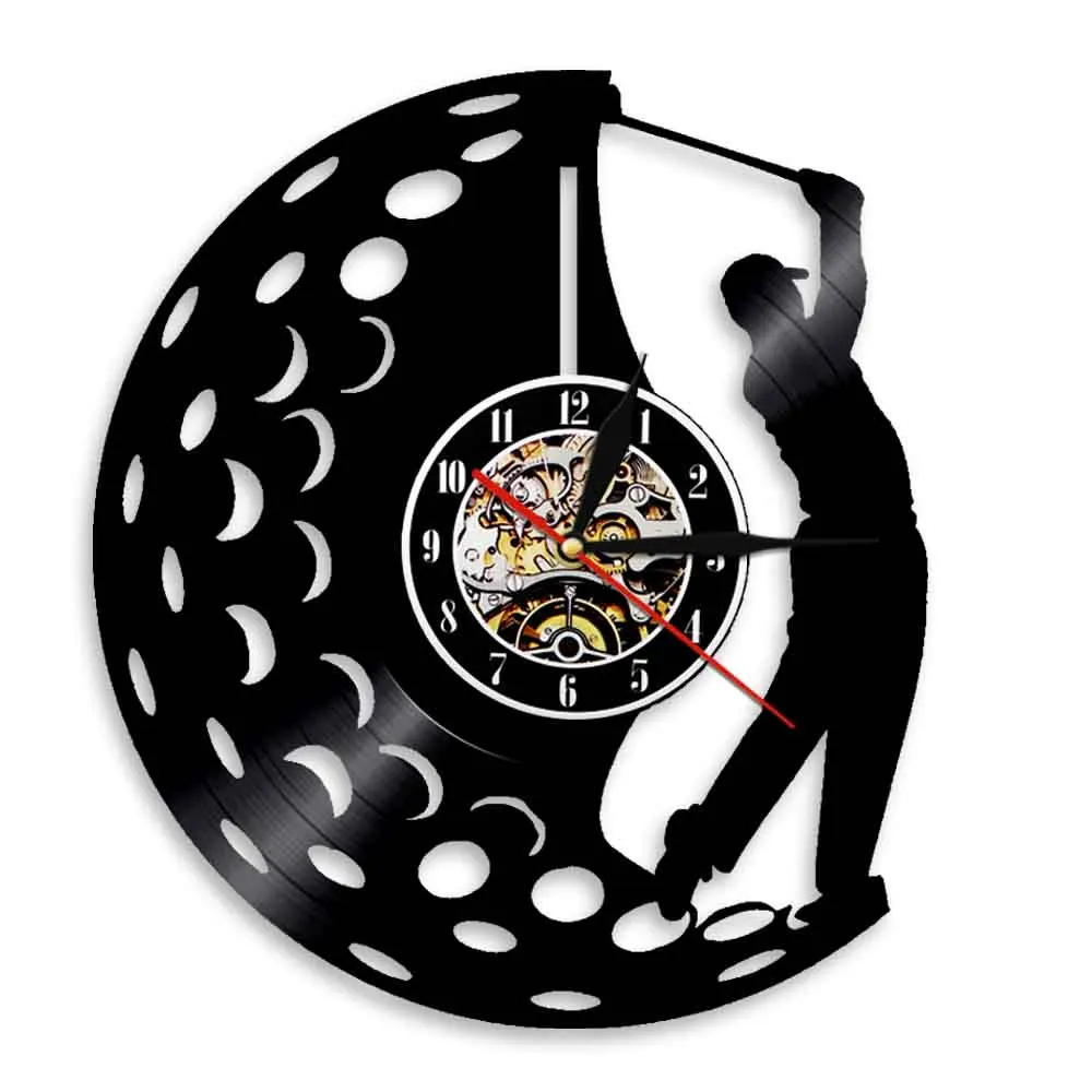 Reloj de Pared Decorativo para Golfistas, Arte Moderno, Disco de Vinilo Vintage de Club de Golf, Reloj Colgante, Regalo Decorativo para Amantes del Golf