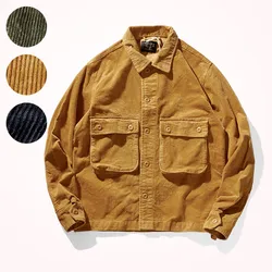 Autumn and Winter New American Retro Corduroy Tooling Jacket Men's Fashion Pure Cotton Washed Old Thick Multi Pocket Casual Coat